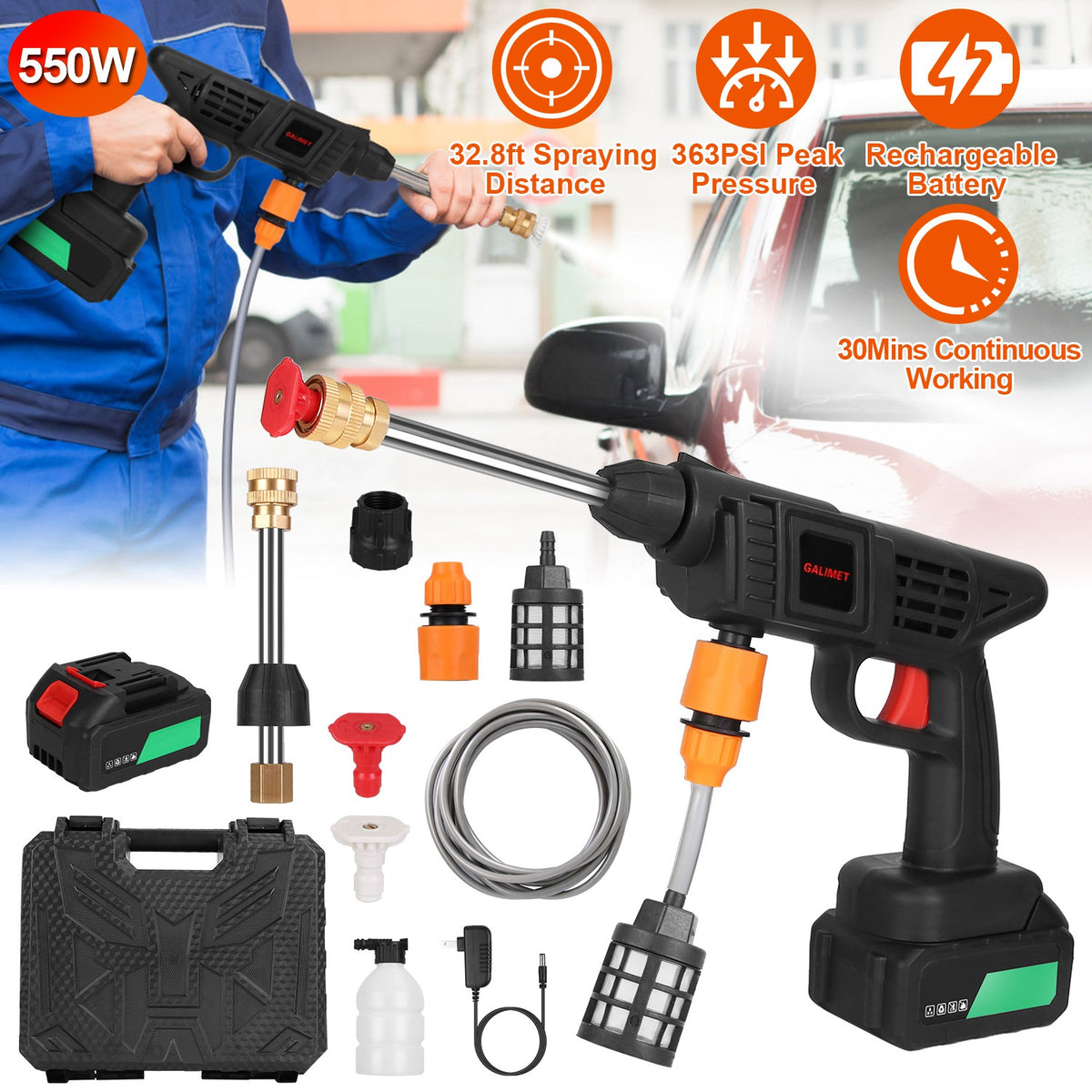 Cordless pressure washer kit